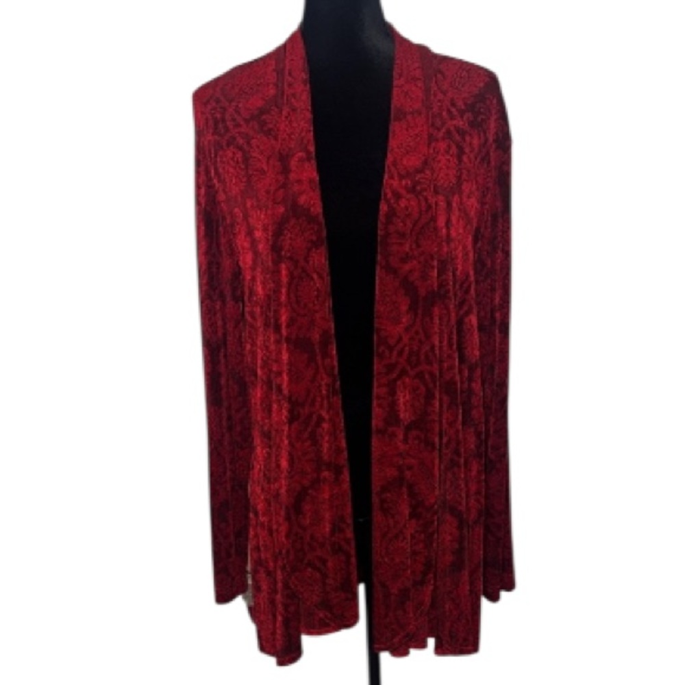 Coldwater Creek - Red Damask Print Flowy Cardigan - Size Large